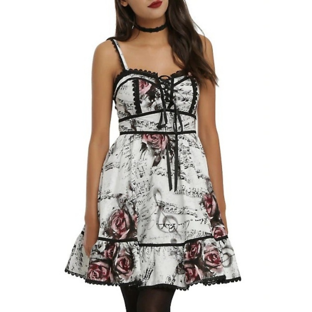 White Rose Floral Music Dress